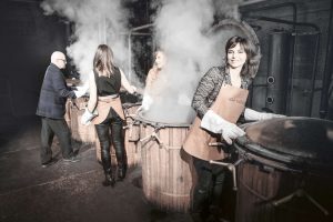 Benito, Cristina, Antonella and Elisabetta Nonino in the Nonino Distillery